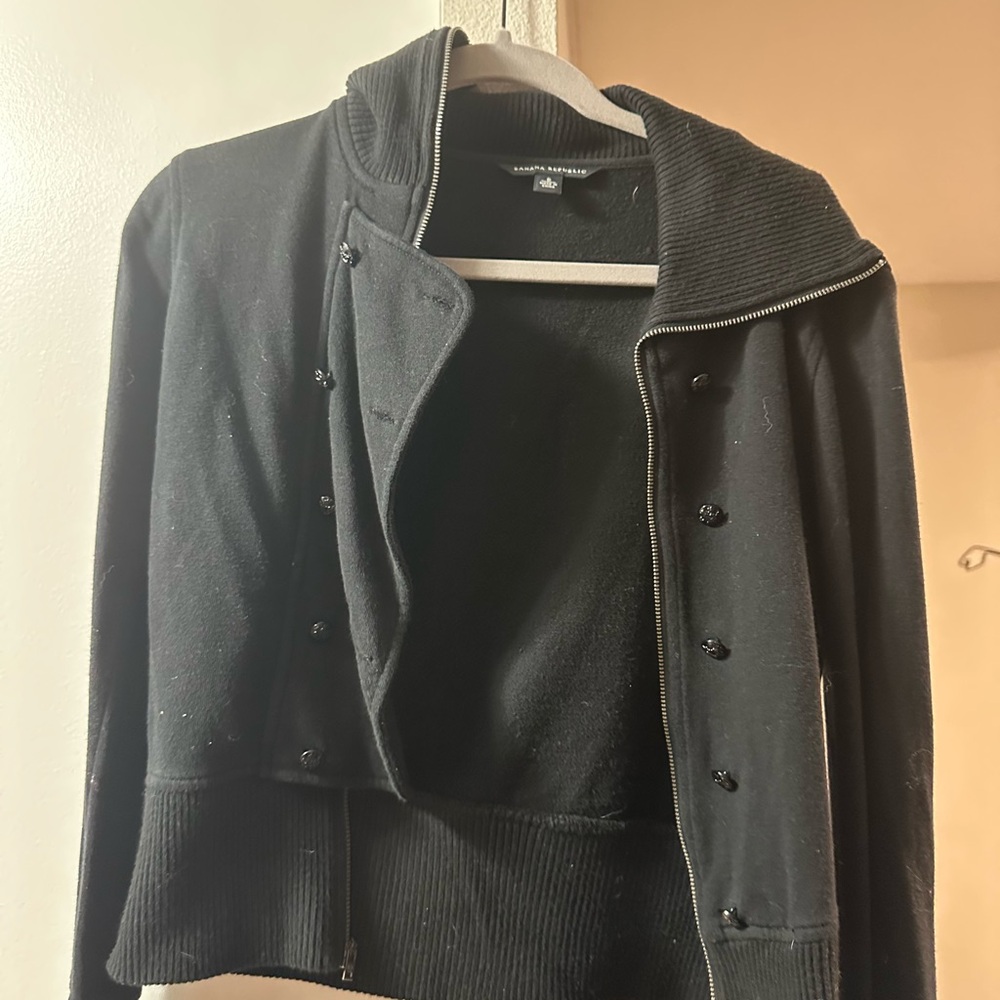 Banana Republic Black Bomber Jacket with Unique Collar